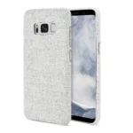White textured phone case on a smartphone.