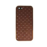 Brown phone case with a dotted pattern.