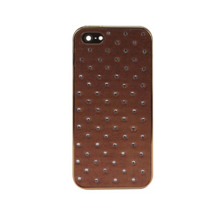 Brown phone case with a dotted pattern.
