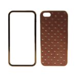 Two-piece brown phone case with a seamless pattern and a black frame.