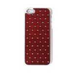 Red phone case with white polka dots.