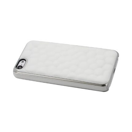 White textured phone case with a quilted pattern on the back.