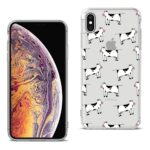 Smartphone with a playful cow-patterned case.