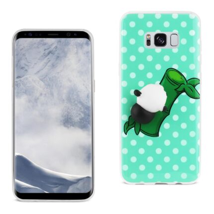 Smartphone with a panda-themed protective case beside it.