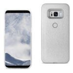 Modern smartphone with a sleek design and textured silver case.