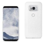 Front and back view of a white smartphone with a large screen and fingerprint sensor.