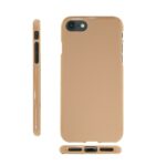 Slim beige phone case shown from three angles.