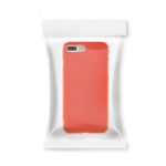 Red phone case in clear plastic packaging.
