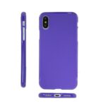 Purple silicone phone case for a smartphone with precise cutouts.