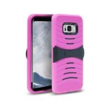 Pink and black rugged phone case protecting a smartphone.