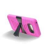 Pink smartphone case with a built-in kickstand for hands-free use.