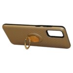 Sleek brown phone case with a gold ring holder on the back.