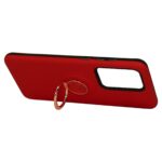 Red phone case with a built-in ring holder and camera cutout.
