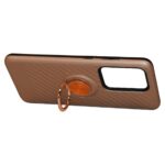 Brown phone case with textured back and ring holder.