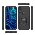 Black rugged phone case with ring holder on smartphone.