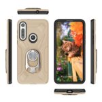 Wood-textured phone case with ring holder and precise cutouts.