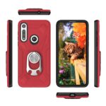 Red phone case with a ring holder and kickstand shown from multiple angles.