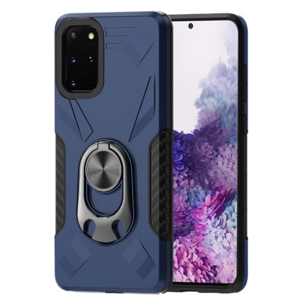 Blue phone case with built-in ring holder on a smartphone.