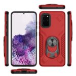 Red rugged phone case with ring holder for Samsung Galaxy.