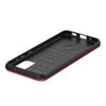 Black and red phone case with textured interior.