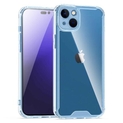 Modern smartphone with a clear protective case.
