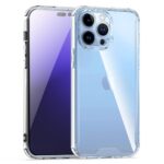 A clear protective case on a modern smartphone with triple cameras.