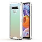 Clear protective phone case with reinforced corners on a smartphone.