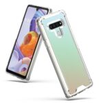 Transparent smartphone case with reinforced corners for protection.