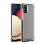 Samsung smartphone with transparent protective case.