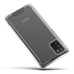 Clear protective phone case on a smartphone with a black back.