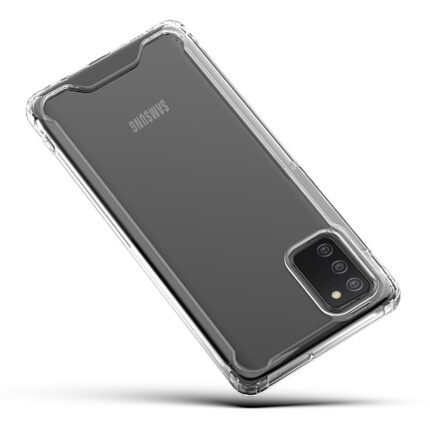 Clear protective phone case on a smartphone with a black back.