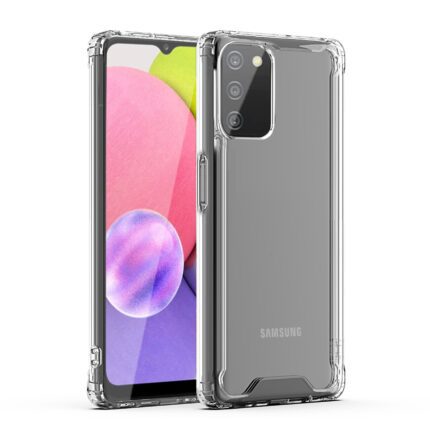 Clear protective phone case showcasing a smartphone with a pink and green screen.
