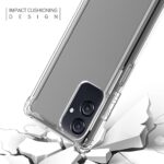 Clear phone case with impact cushioning design protecting a cracked surface.