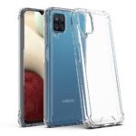 Clear protective phone case showcasing a blue smartphone.