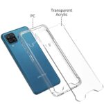 Transparent acrylic phone case with PC backing for protection.