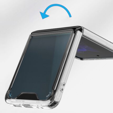 Protective phone case with a flip cover for screen protection.
