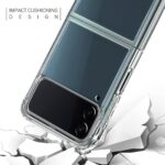 Clear protective phone case with impact cushioning design shown on cracked surface.