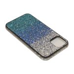 Glittery phone case with gradient colors from blue to silver.