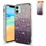 Purple ombre phone case with sparkly glitter design for iPhone.
