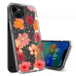 Transparent phone case with colorful floral design.