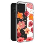 Clear phone case with vibrant red and pink floral design.