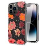 Smartphone with a floral transparent protective case.
