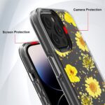 Clear phone case with yellow sunflowers and camera protection.