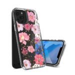 Clear phone case with pink floral design on a smartphone.