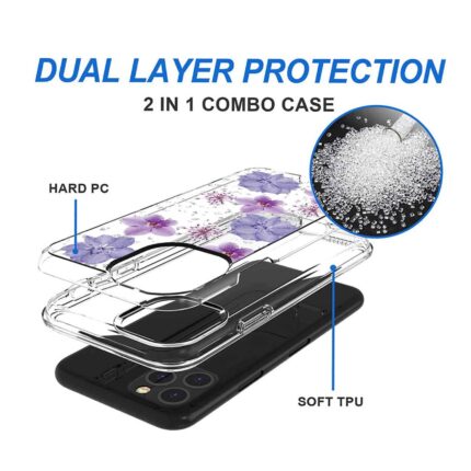 2-in-1 combo phone case with dual-layer protection and floral design.