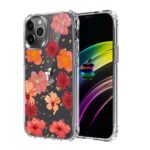 Transparent phone case with vibrant red and orange floral design.