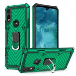 Green rugged phone case with a built-in ring holder and kickstand.