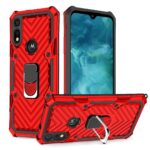 Red rugged phone case with built-in kickstand and ring holder.