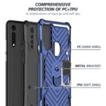 A rugged phone case with layered protection for back and soft TPU sides.