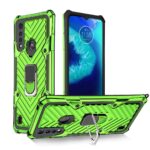 Rugged green phone case with kickstand and reinforced corners.